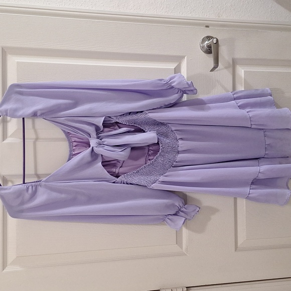 Elegant Lavender Long Sleeve Dress - Picture 3 of 3